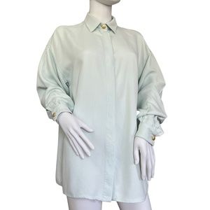 Gianni Versace Vintage Dress Shirt Mint Color Gold Buttons Excellent Size S/M